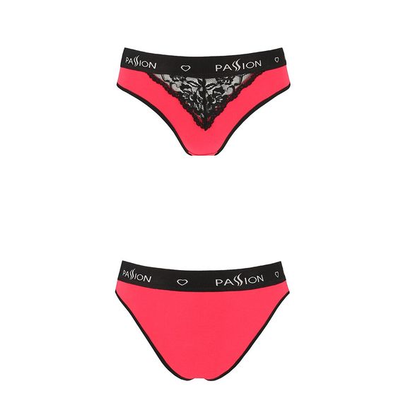 Трусики с широкой резинкой и кружевом Passion PS001 PANTIES L, red-black | Зображення 3