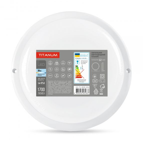 LED світильник вологозахищений круглий TITANUM 20W 6500K TL-BHR-206