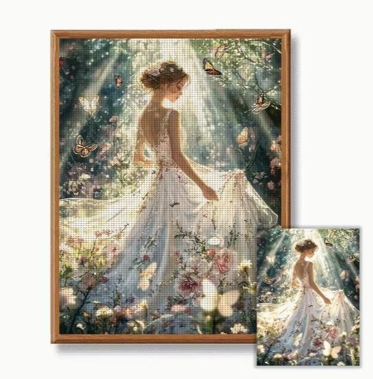 Набор для вышивки крестом JOZYSH "Магия солнечного леса" 14CT, 30x40 см, канва Аида с нанесенным рисунком