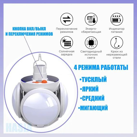 Фонарик мощный для кемпинга аккумуляторный, Кемпинговая подсветка, Подвесная лампа фонарь лампа JU-75 | Зображення 2