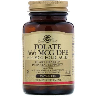 Витамин Solgar Фолиевая Кислота (В9), Folic Acid, 400 мкг, 250 таблеток (SOL-01081)