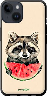 Чохол на iPhone 14 Єнотик з кавуном "4605b-2648-2448"
