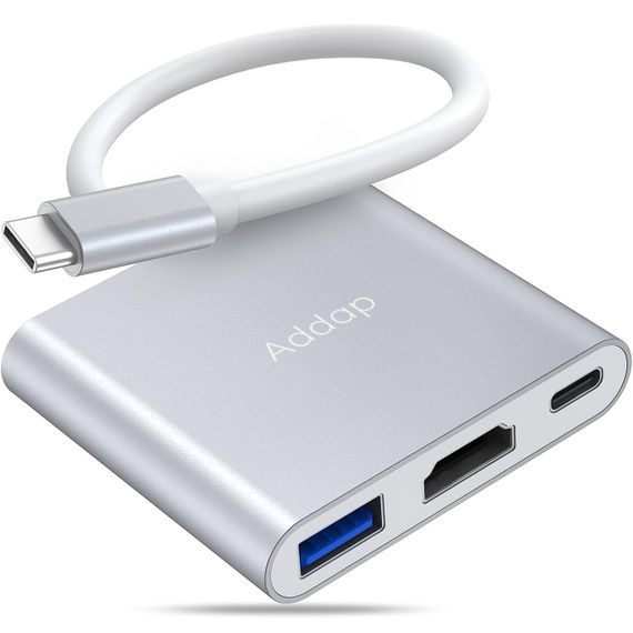 Мультифункциональный USB Type-C хаб Addap MH-06, разветвитель для ноутбука, macbook 3в1: USB 3,0+HDMI+Type-C | Зображення 2