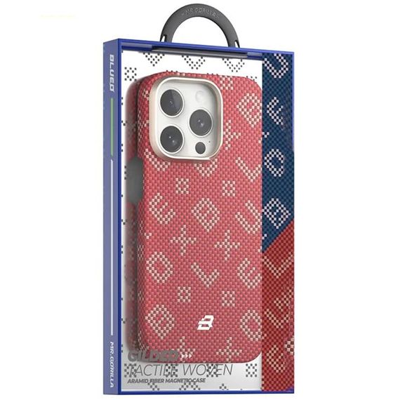 TPU+PC чехол Blueo Gilded Tactile Woven with MagSafe для Apple iPhone 15 Pro (6.1") Red | Зображення 2