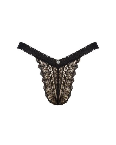 (SALE) Мереживні трусики із заниженою талією Obsessive Estiqua panties XS/S, black sexstyle | Зображення 4