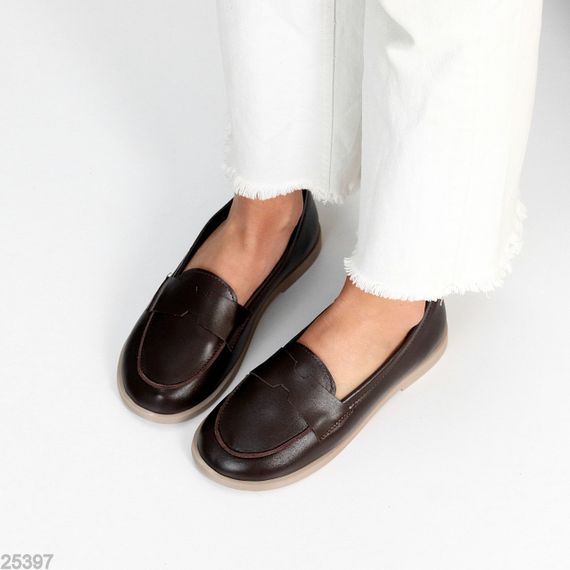 Зручні шоколадні туфлі лофери натуральна шкіра в асортименті | Зображення 4