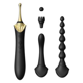 Мультифункціональний вібратор Zalo — Bess 2 Obsidian Black, 4 насадки, підігрів Sex Aura