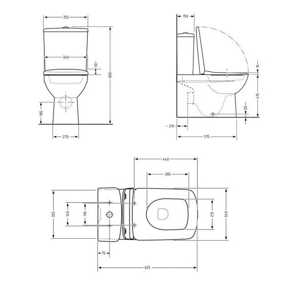 Унитаз-компакт Qtap Nando безободковый с сиденьем Soft-close QT12221222AW | Зображення 1