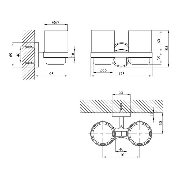 Стакан Kroner KRM Elbe - ACG2908 з тримачем зубних щіток (CV022868) | Зображення 1