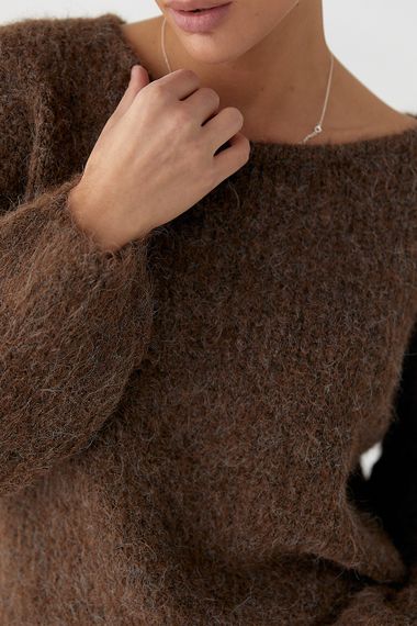 Мохерова кофта вільного фасону - коричневий цвет, ONE SIZE (є розміри) | Зображення 3