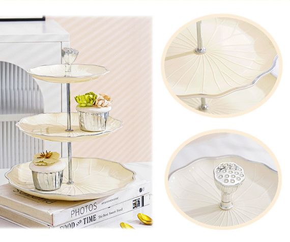 Тортівниця 3-х ярусна 14543 145х20х25х27.5 см срібляста | Зображення 1