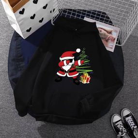Женский теплый Новогодний худи Санта Клаус, STI242 единый размер 42/48 цвет черный