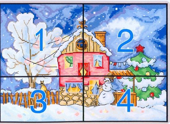 Набір для вишивання хрестиком за нанесеною на канву схемою "Christmas House".AIDA 14CT printed, 36*28 см | Зображення 2