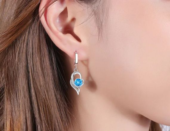 Серьги подвески Primo Fly Heart - Blue | Зображення 2