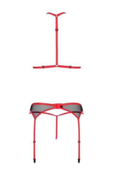 Комплект білизни Passion SATARA SET L/XL red, топ, пояс для панчіх, стрінги sexstyle | Зображення 3