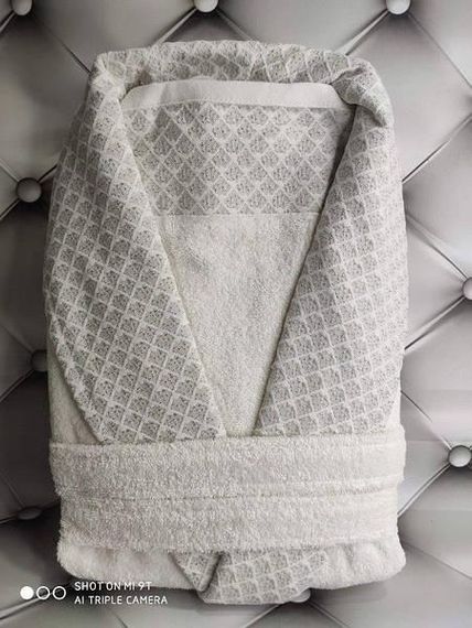 Халат чоловічий+рушник (50х90см) Pupilla Mila krem ​​Махра