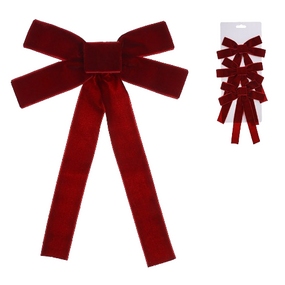 Набір (3шт) оксамитових бантів 15*24см, колір - бордовий