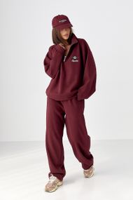 Спортивний теплий костюм з вільним світшотом і штанами - бордо цвет, ONE SIZE (є розміри)