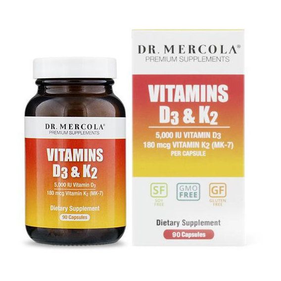 Витамин D Dr. Mercola Vitamins D3 & K2 5000 IU 90 Caps