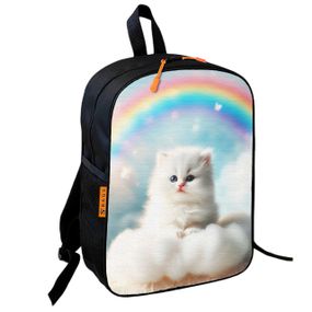 Рюкзак шкільний дитячий 36х27см з котиком на хмаринці, принтом кошеняти для хлопчика/дівчинки (00684)