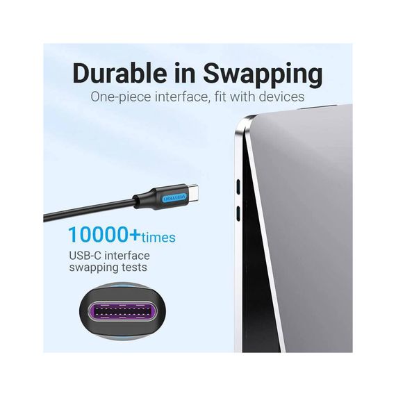 Дата кабель USB-C to USB-C 1.0m 2.0 100W Vention (COTBF) | Зображення 4