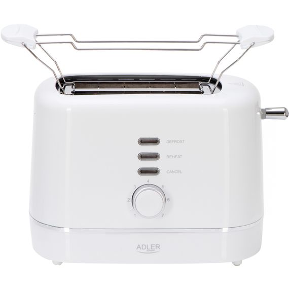Тостер Adler AD 3224 white 850Вт/ 2 відділення/7 режимів підсмажування/розморожування/підігрів булок | Зображення 1