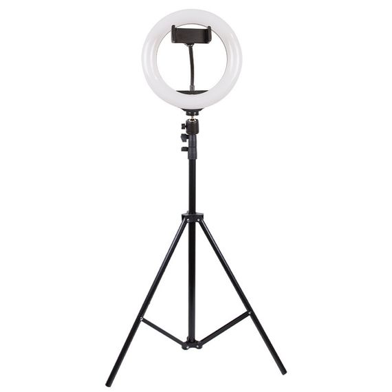 Кільцева світлодіодна LED лампа Arc Ring 10" + tripod 2.1m Black | Зображення 1