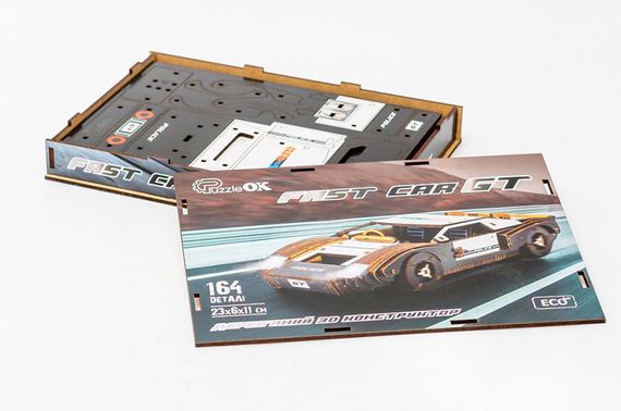 Конструктор Puz-26916 "Fast Car GT" дерев'яний, 164 дет., поліція, розмір моделі 23х6х11 см PuzzleOk | Зображення 5