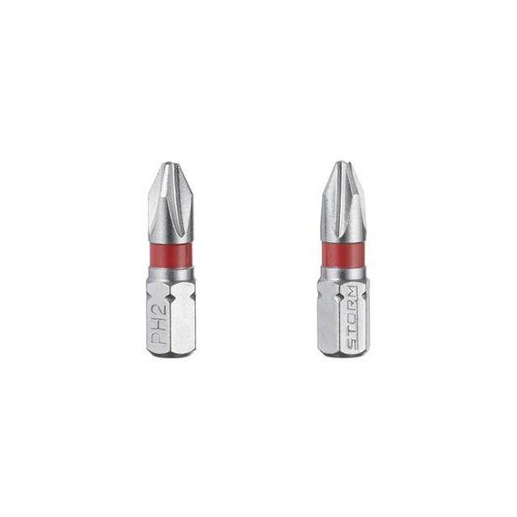 Комплект викруткових насадок PH2 1/4" * 25 мм, S2, пак. 2 шт., STORM INTERTOOL VT-02181 | Зображення 2