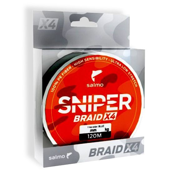 Шнур плетенный рыболовный Salmo Салмо SNIPER BRAID 4Х ARMY Green 120m/0.26 mm