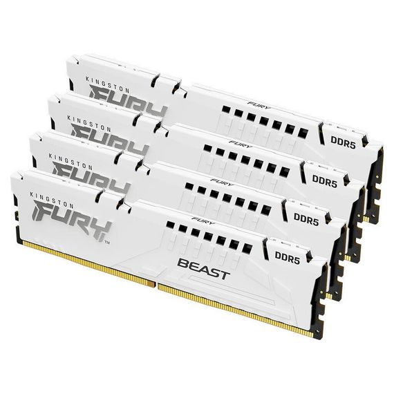 Модуль памяти для компьютера DDR5 128GB (4x32GB) 5600 MHz FURY Beast White Kingston Fury (ex.HyperX) (KF556C40BWK4-128) | Зображення 1