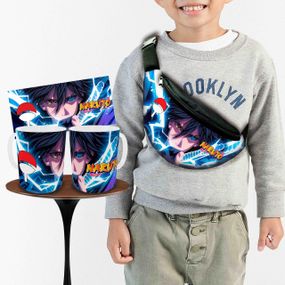 Набір: дитяча сумка-бананка+кружка Аніме Наруто 32х15см, бананка для хлопчика через плече на подарунок (00889)