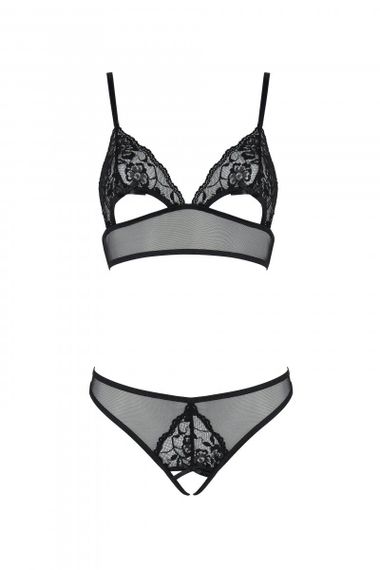 Комплект Passion браллет с ажурным лифом и открытыми трусиками Christa Set, Черный, L, XL, L/XL | Зображення 2