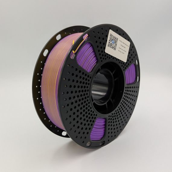 Опт и роздр.Двокольоровий філамент для 3D-принтера MT PLA+, 1.75 мм, фіолетовий-золотий, 1 кг (3DMT-PLA+1.75-01-PuG)