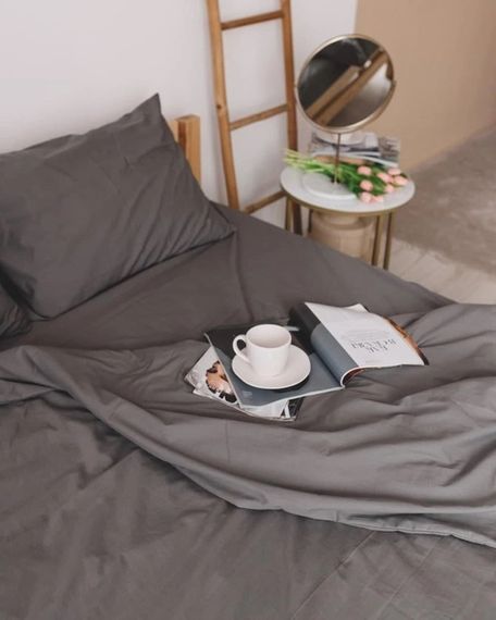 Постільна білизна двоспальна Dushka Home Варена бавовна 20469 180х215 см темно-сіра | Зображення 3