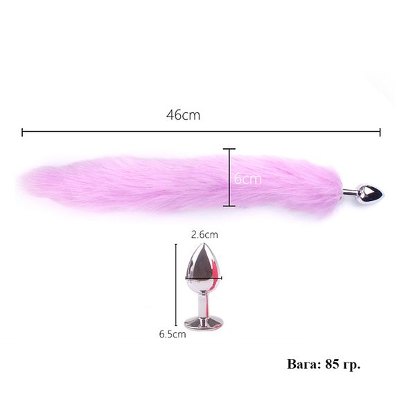 Металева анальна пробка із чорним хутряним хвостиком (розмір S) | Зображення 5