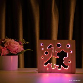 Светильник ночник ArtEco Light из дерева LED "Веселый львенок" с пультом и регулировкой...