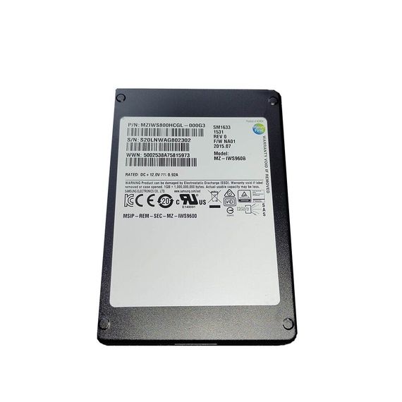 Твердотельный накопитель SSD Samsung SM1633 / 2.5" / 800 GB / SAS 12G / 3 DWPD б/у