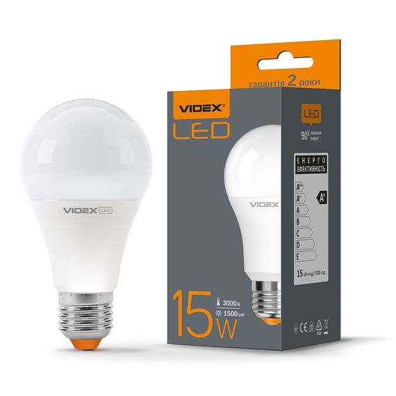 LED лампа VIDEX A65e 15W E27 3000K 220V