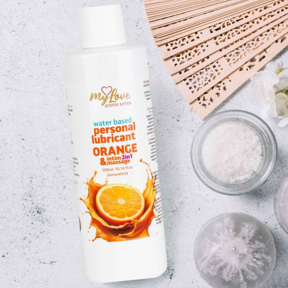 Водний лубрикант 2в1 для інтимної близькості та масажу MyLove Aroma Series Orange (Апельсин), 300 мл Sex Aura | Зображення 2