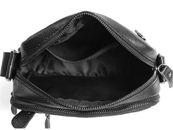 Чоловіча шкіряна сумка через плече чорна Tiding Bag LA3314-1BL | Зображення 5