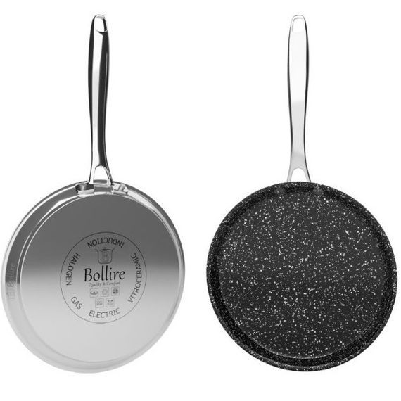 Сковорода для млинців антипригарна Bollire Black Sapphire 24 см BR-1708 з нержавіючої сталі | Зображення 3