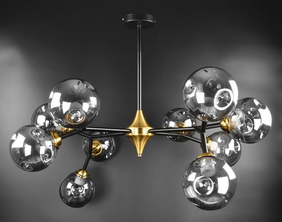 Люстра стельова на 10 лампочок 26558 Чорний 50-90х93х110 см.