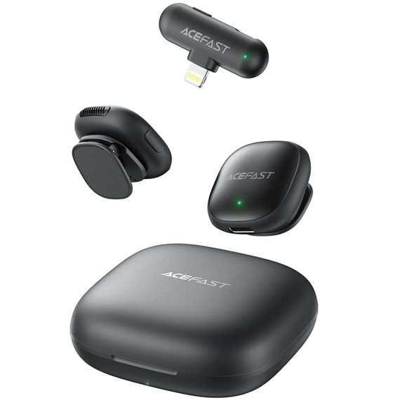 Петличний бездротовий мікрофон Acefast R1 Dual-mic Lightning Black | Зображення 3