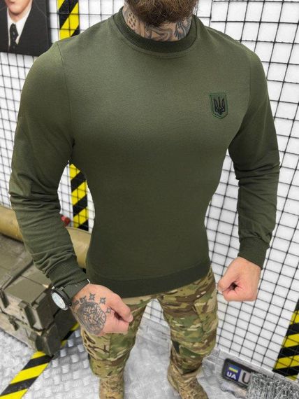 Свитер олива  emblem of Ukraine ОР1242 | Зображення 1