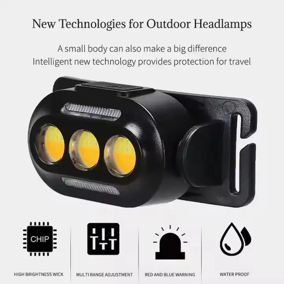 Налобні ліхтарі для активних людей YD02-COB (White+red+blue), Дуже потужний налобний ліхтар OC-82