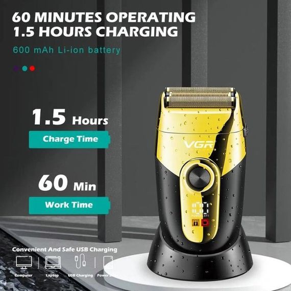 Профессиональная электробритва VGR V-383 Finale Shaver с подставкой, машинка мужская для бритья | Зображення 2