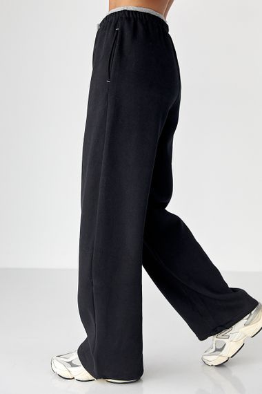 Широкі спортивні штани з начосом - чорний цвет, XL (є розміри) | Зображення 4