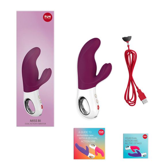 Вибратор-кролик Fun Factory MISS BI grape/white, 2 независимых мотора, диаметр 4,2 см | Зображення 5