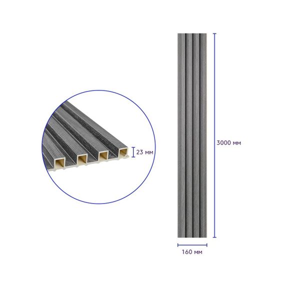 Декоративна стінова рейка вугілля 3000*160*23мм (D) SW-00001534 | Зображення 2